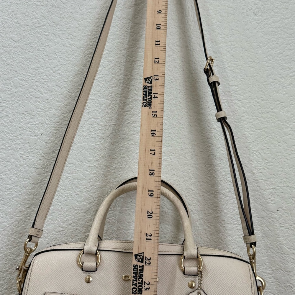 COACH 79946 Rowan Crossgrain Leather Satchel Shoulder Crossbody Bag Chalk / Gold - Picture 9 of 16